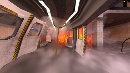 3DCG images of the vehicle fire sceneの写真素材