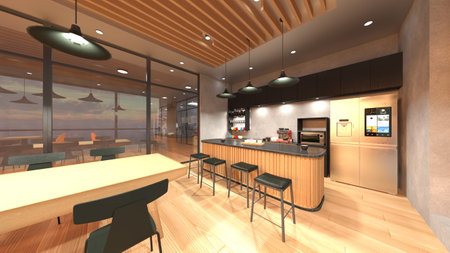 3DCG images of the glass walled meeting roomsの写真素材