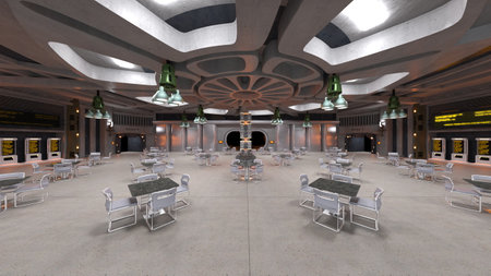 3DCG images of the conference room in the spaceshipの写真素材