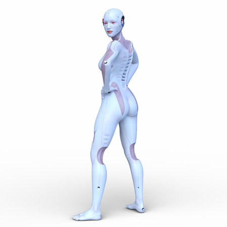 3DCG images of a female cyborgの写真素材