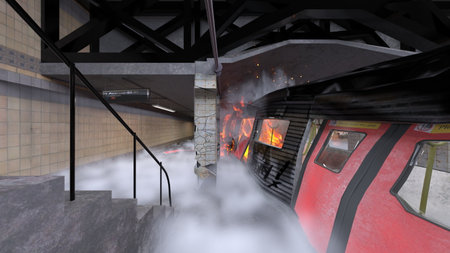 3DCG images of the vehicle fire sceneの写真素材