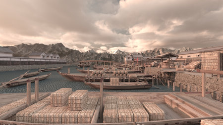 3DCG images of the harborの写真素材