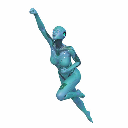 3DCG images of a female cyborgの写真素材