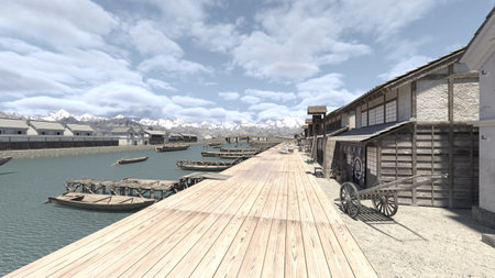 3DCG images of the harborの写真素材