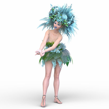 3DCG images of a close-up of woman in hair flower artの写真素材