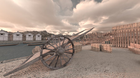 3DCG images of the harborの写真素材