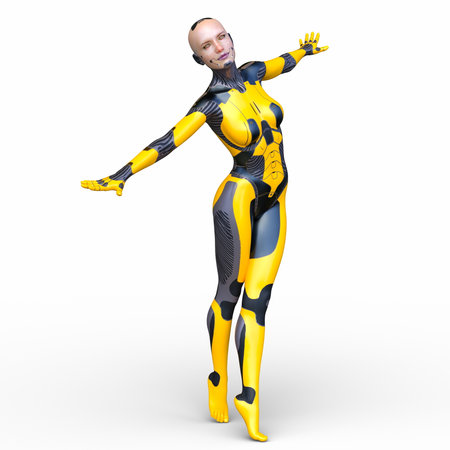 3DCG images of a female cyborgの写真素材