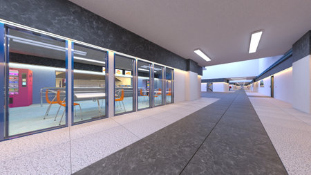 3DCG images of the laboratory corridorの写真素材