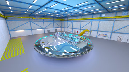 3DCG images of the spaceship hangarの写真素材