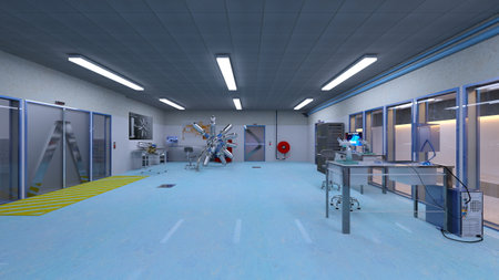 3DCG images of the laboratory corridorの写真素材