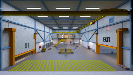 3DCG images of the spaceship hangarの写真素材