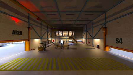 3DCG images of the spaceship hangarの写真素材