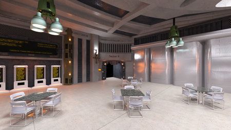 3DCG images of the conference room in the spaceshipの写真素材
