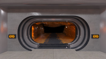 3DCG images of the conference room in the spaceshipの写真素材