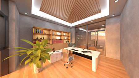 3DCG images of the glass walled meeting roomsの写真素材