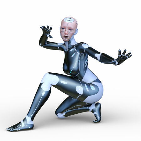 3DCG images of a female cyborgの写真素材