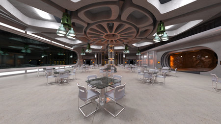 3DCG images of the conference room in the spaceshipの写真素材