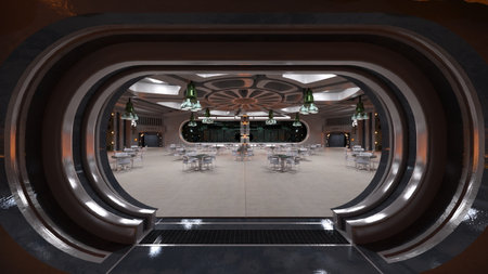 3DCG images of the conference room in the spaceshipの写真素材