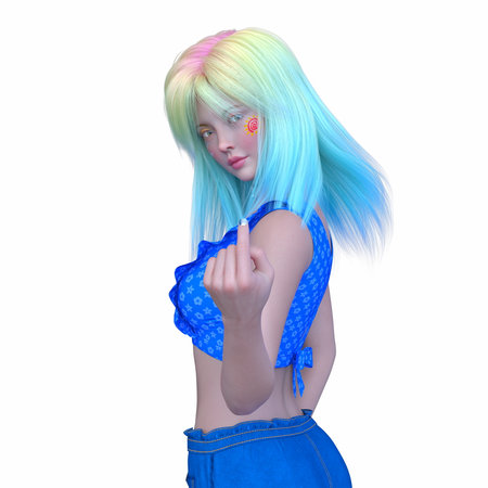3DCG images of a woman in shortsの写真素材