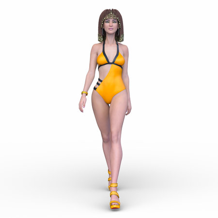 3DCG images of a woman in Cleopatra makeup with swimsuitの写真素材