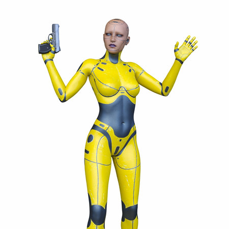 3DCG images of a female cyborgの写真素材