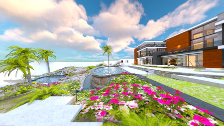 3DCG images of the resort hotelの写真素材