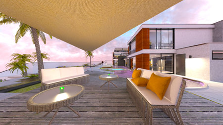 3DCG images of the resort hotelの写真素材