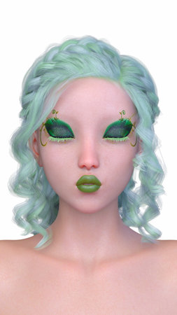 3DCG images of a woman's face close-upの写真素材