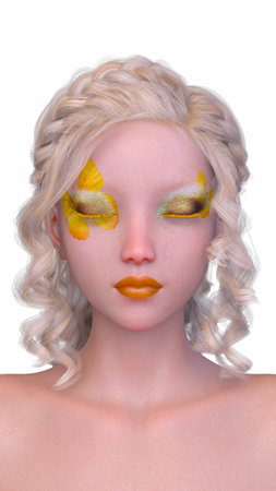 3DCG images of a woman's face close-upの写真素材