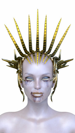 3DCG images of a female alien faceの写真素材