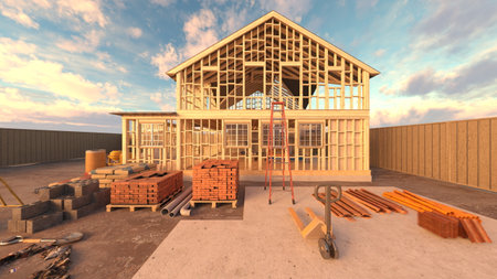3DCG images of the wooden houseの写真素材