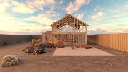 3DCG images of the wooden houseの写真素材