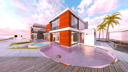 3DCG images of the resort hotelの写真素材