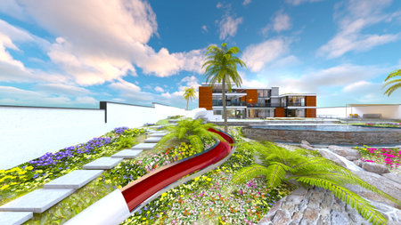 3DCG images of the resort hotelの写真素材