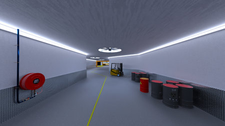3DCG images of the laboratory corridorの写真素材