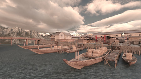 3DCG images of the harborの写真素材