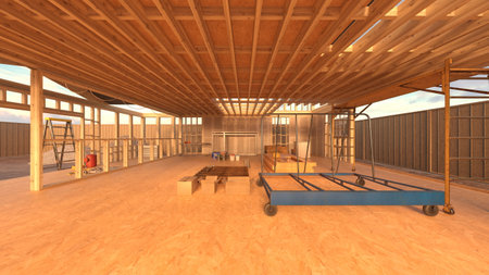 3DCG images of the wooden houseの写真素材