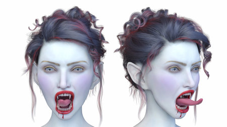 3DCG images of a female vampire face close-upの写真素材