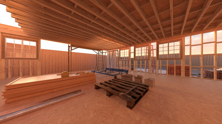 3DCG images of the wooden houseの写真素材