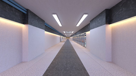 3DCG images of the laboratory corridorの写真素材