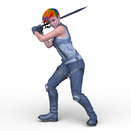 3DCG images of a female fencerの写真素材