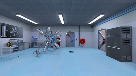 3DCG images of the laboratory corridorの写真素材