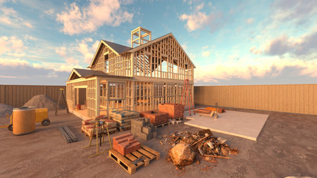 3DCG images of the wooden houseの写真素材