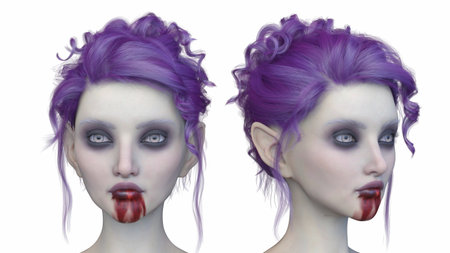 3DCG images of a female vampire face close-upの写真素材