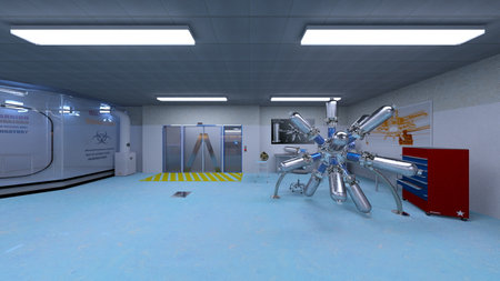 3DCG images of the laboratory corridorの写真素材