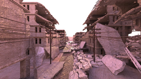 3DCG images of the desolate city sceneryの写真素材