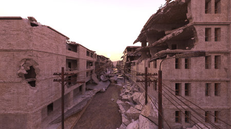 3DCG images of the desolate city sceneryの写真素材