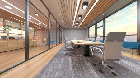 3DCG images of the glass walled meeting roomsの写真素材