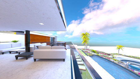 3DCG images of the resort hotelの写真素材