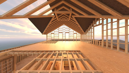 3DCG images of the wooden houseの写真素材